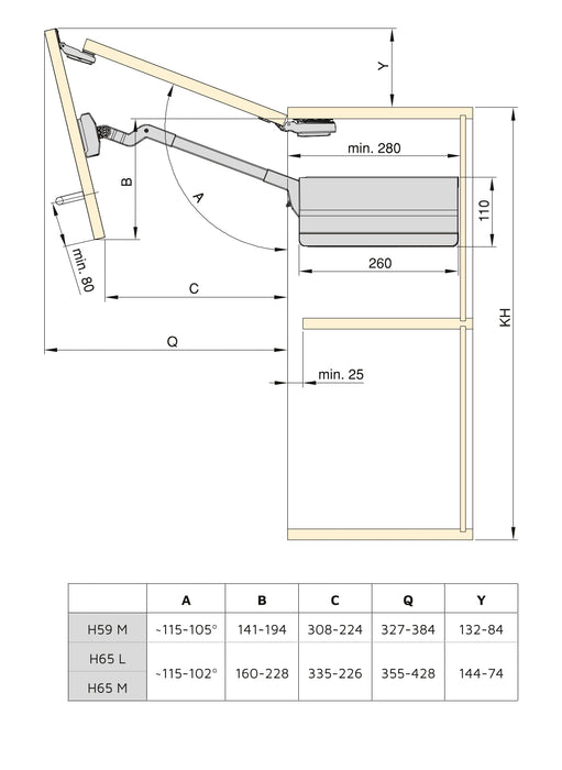 Kit Klappenstütze/Klappenhalter Agile Flap, 7 - 11,6kg, Stahl Kunststoff, Anthrazitgrau