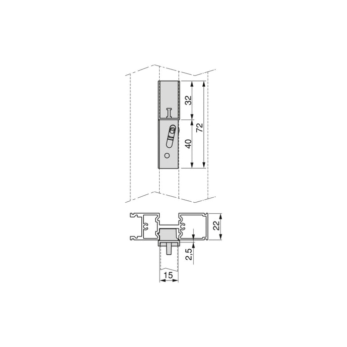 Set aus Bracket set 4 Holzböden 1 Hängestange 1m lang Zero, Aluminium Zamak Kunststoff, Steingrau lackiert