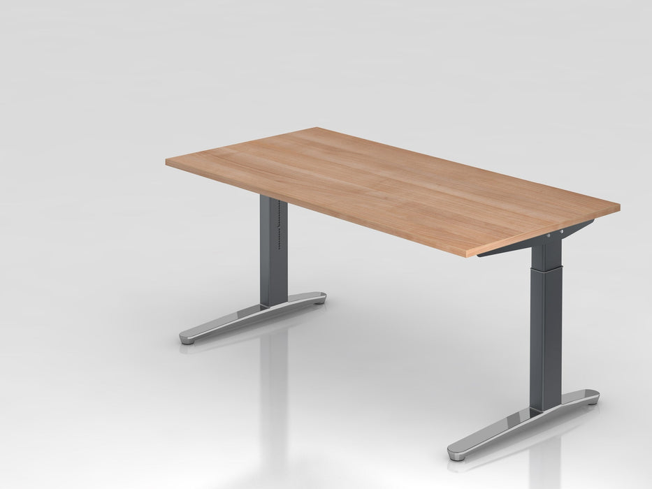 Hammerbacher | Schreibtisch C-Fuß 160x80cm Nussb / Graphit poliert