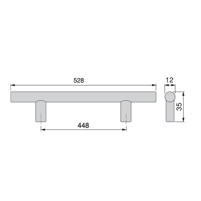 Möbelgriff Orlando, L528mm, 448mm Achsenabstand, Stahl, Nickel satiniert