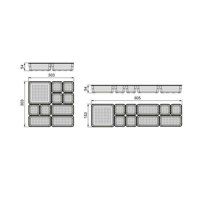 Organizer-Würfel-10er Cube Kit Schublade, Kunststoff, Transparent