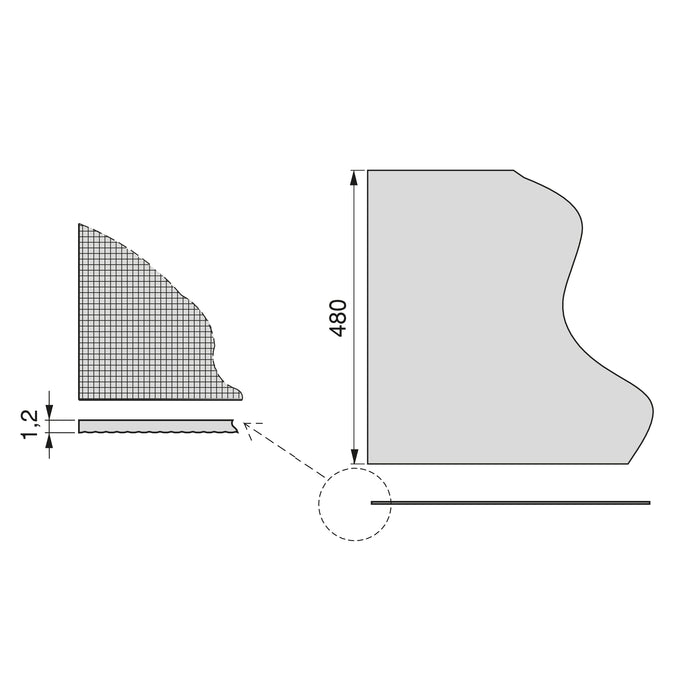 Antirutschmatte Schublade, Textileffekt, L 2000x48cm, Kunststoff, Anthrazitgrau