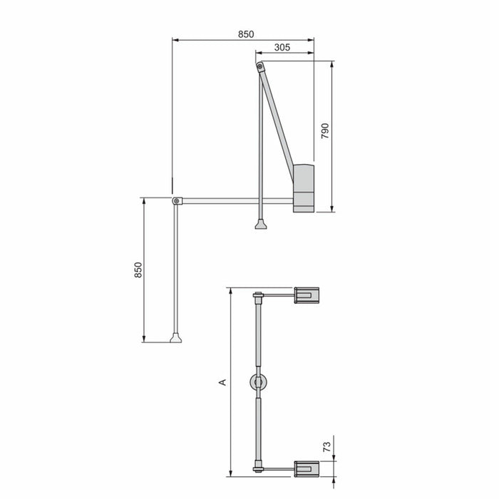 Kleiderlift Garderoben Hang Wandmontage, 600-830, Verchromt, Stahl Kunststoff