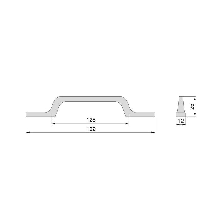 Lot von 5 Möbelgriffe Osaka, L192mm, 128mm Achsenabstand, Aluminium, Dunkelgrau