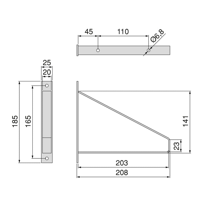 Satz träger-Set Regale in Holz Shelf dreieckiger Form, Stahl, Schwarz