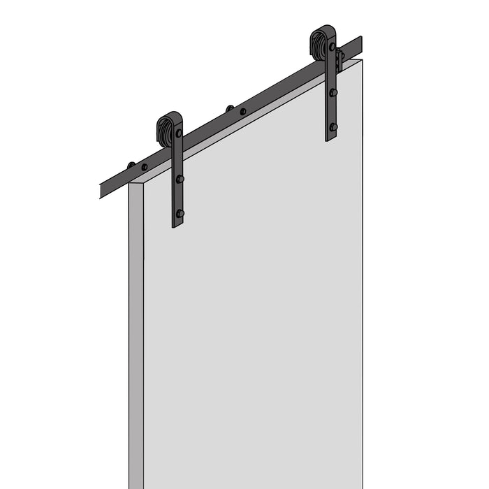 Set aus Hardware set eine Barn Holz Hänge-Schiebetür, sanftem Schließen, Paneele nicht inbegriffen, Stahl Kunststoff, Schwarz lackiert