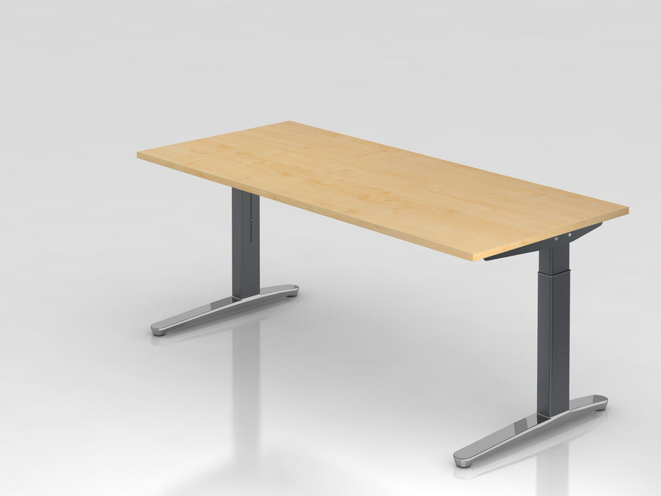 Hammerbacher | Schreibtisch C-Fuß 180x80cm Ahorn / Graphit poliert