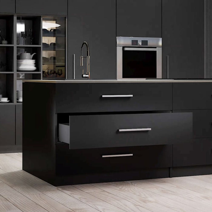 Schubladegarnitur Vertex Küche oder Badezimmer, H 178mm, Einlegeböden, Modul 600mm, Anthrazitgrau