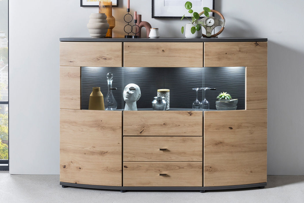 Hometrend | DERA 081 Highboard | Dekor Artisan Eiche MDF TG / Anthrazit