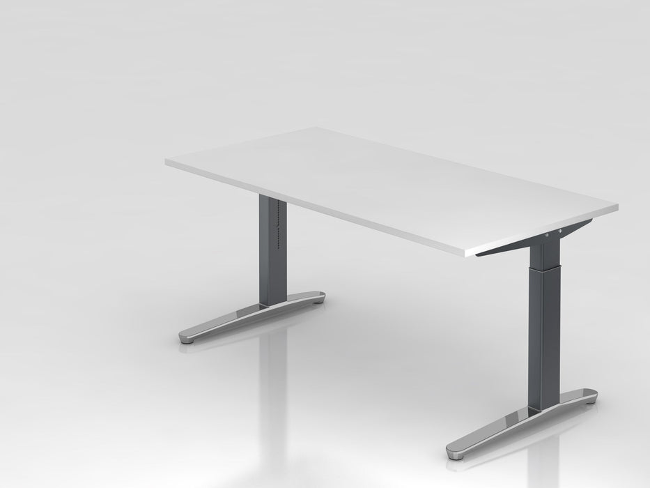 Hammerbacher | Schreibtisch C-Fuß 160x80cm Weiß / Graphit poliert