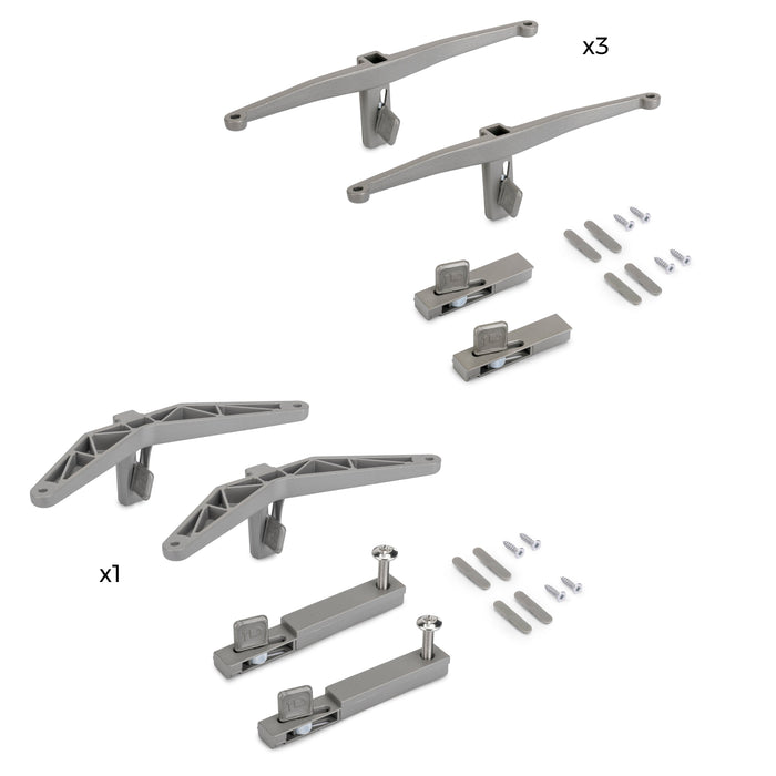 Set aus Set von Stützen 3 Holzböden 1 Modul Zero Struktur, Zamak, Steingrau lackiert