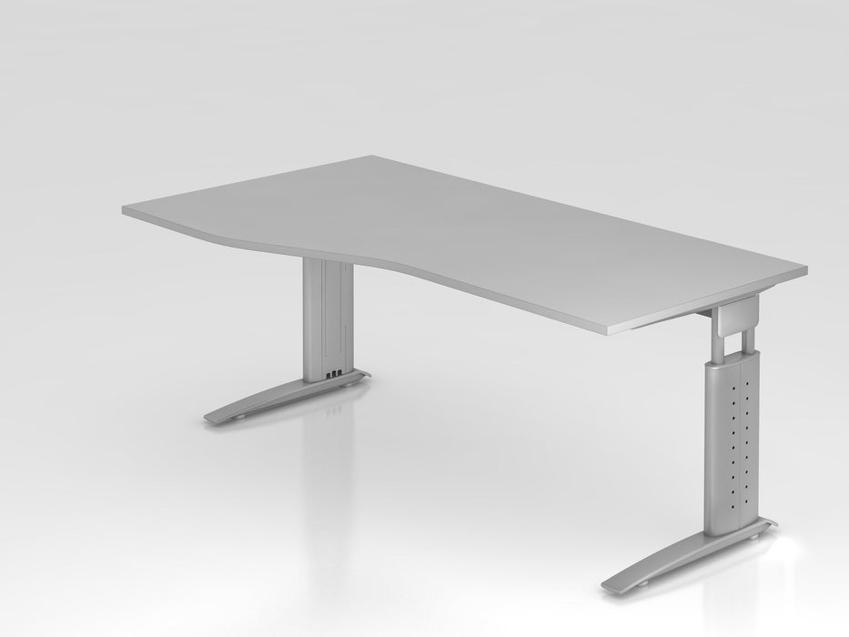 Hammerbacher | Schreibtisch C-Fuß 180x100 / 80cm Grau / Silber