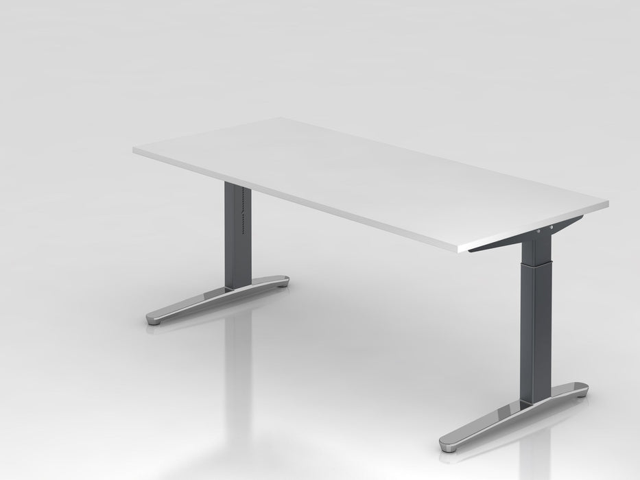 Hammerbacher | Schreibtisch C-Fuß 180x80cm Weiß / Graphit poliert