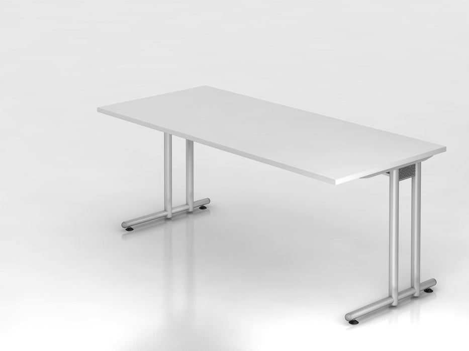 Hammerbacher | Schreibtisch C-Fuß 180x80cm Weiß / Silber