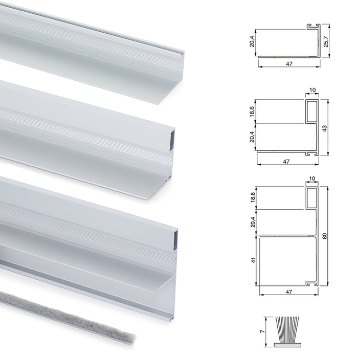 Set aus Hardware set 2 Schiebetüren Space sanftes Schliessen, Stärke 19-20mm, Oberteile nicht inbegriffen, Matt eloxiert