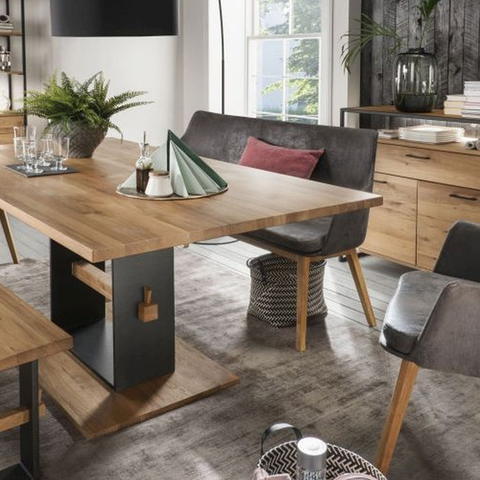 Gradel | Frame | 0275 | Bank Larissa Mikrofaser grau | 180x92x61 | Wildeiche natur