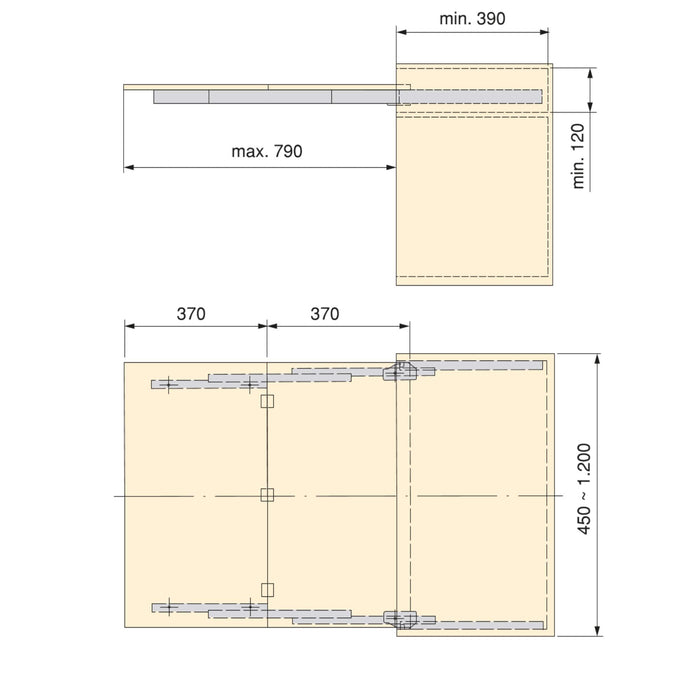 Führung Lunch+39 ausziehbaren Tisch, Aluminium, Edelstahl-eloxiert