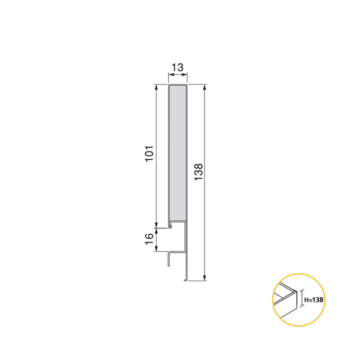 Außenschublade Concept 30Kg H 138mm, T 500mm, Stahl, Weiß lackiert