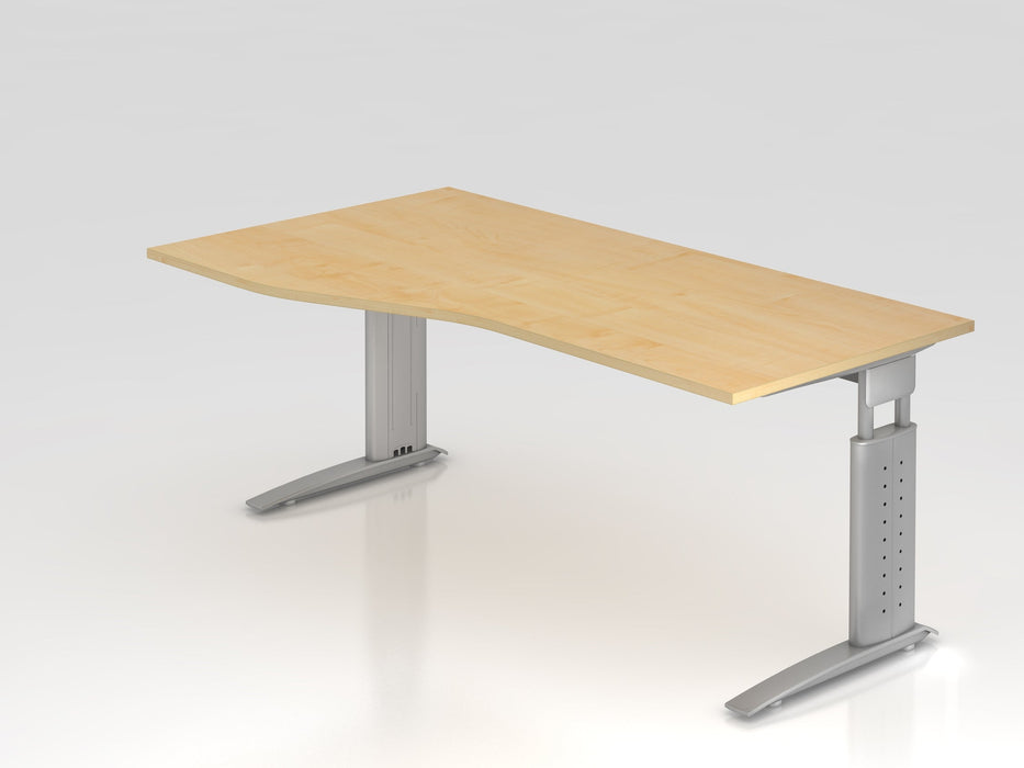 Hammerbacher | Schreibtisch C-Fuß 180x100 / 80cm Ahorn / Silber