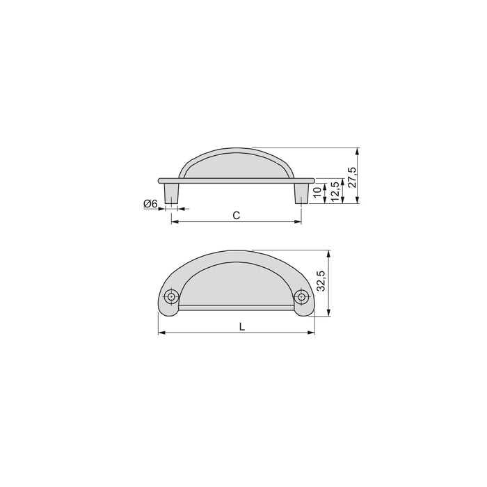 Möbelgriff Marrakech, L77mm, 64mm Achsenabstand, Zamak, Bronze