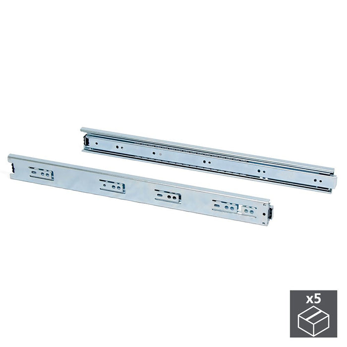 5er Satz Kugelführungen, H 45mm, T 300mm, Vollauszug, verzinkt