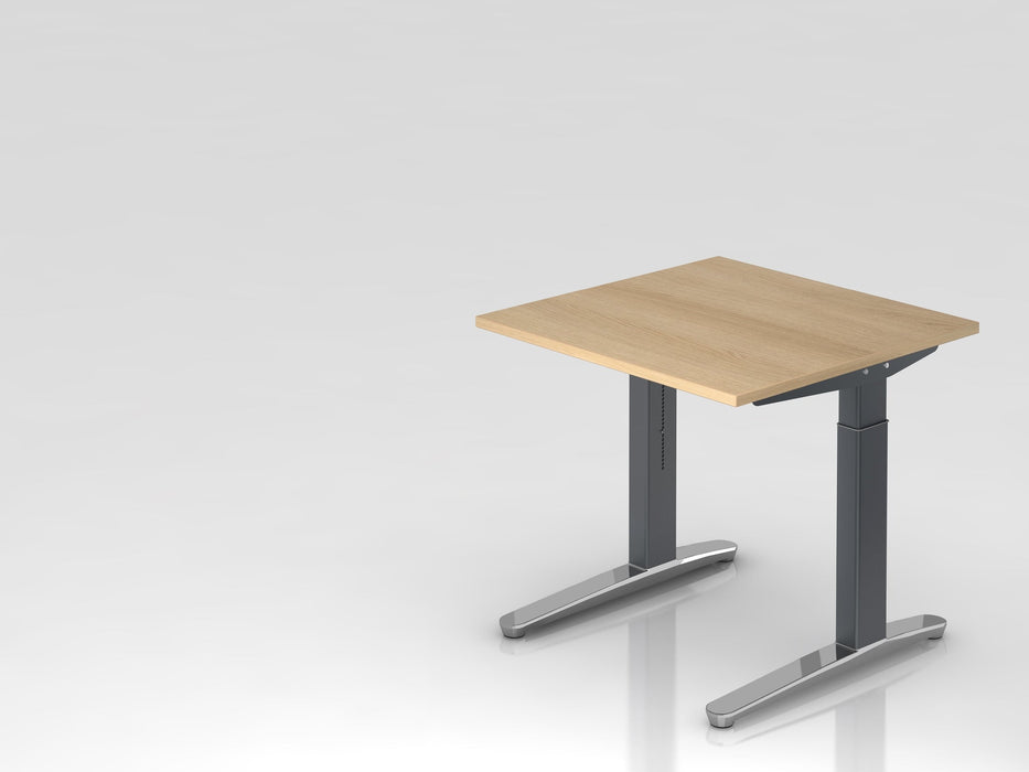 Hammerbacher | Schreibtisch C-Fuß 80x80cm Eiche / Graphit poliert