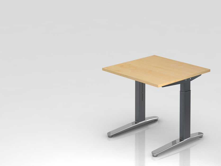 Hammerbacher | Schreibtisch C-Fuß 80x80cm Ahorn / Graphit poliert