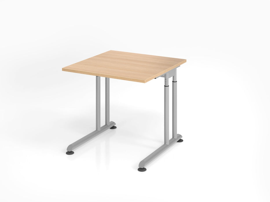 Hammerbacher | Schreibtisch C-Fuß 80x80cm Eiche / Silber