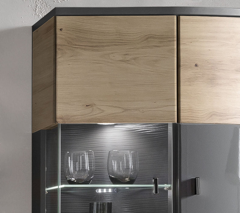 Hometrend | DERA 051 Hängevitrine | Dekor Artisan Eiche-Anthrazit MDF HG TG / Artisan Eiche-Anthrazit