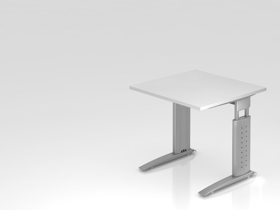 Hammerbacher | Schreibtisch C-Fuß 80x80cm Weiß / Silber