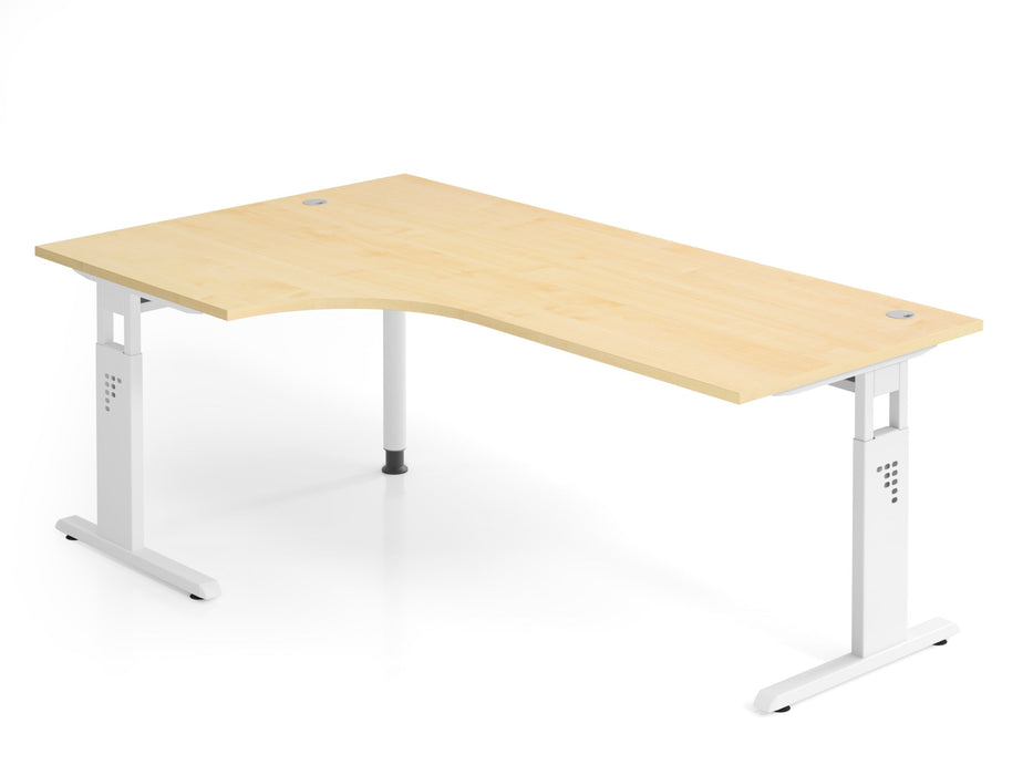 Hammerbacher | Winkeltisch C-Fuß 200x120cm 90° Ahorn / Weiß