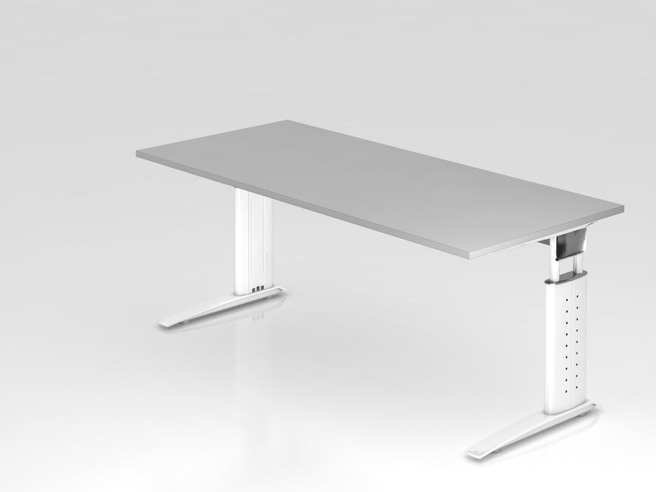 Hammerbacher | Schreibtisch C-Fuß 180x80cm Grau / Weiß