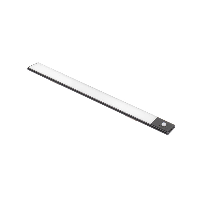 USB wiederaufladbare LED-Wandleuchte Kaus Black Bewegungssensor,, L600mm, Kunststoff Aluminium, Schwarzer metallic