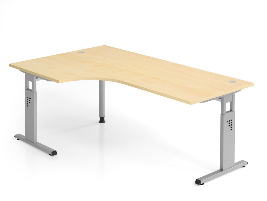 Hammerbacher | Winkeltisch C-Fuß 200x120cm 90° Ahorn / Silber