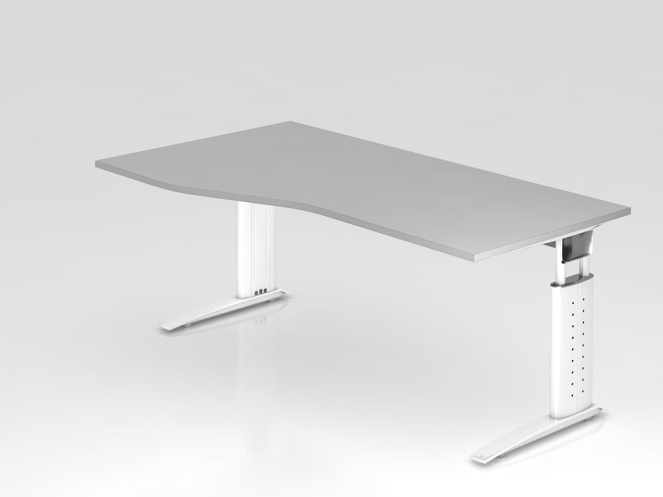 Hammerbacher | Schreibtisch C-Fuß 180x100 / 80cm Grau / Weiß