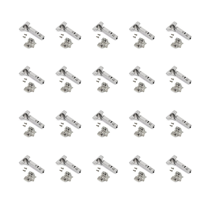 Kit von 20 Topfscharniere X92N Eckanschlag, Kreuzmontageplatten zum Schrauben, Durchmesser 5x9,5mm, H 0, Stahl, vernickelt