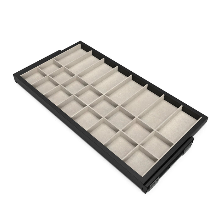 Set aus Organiser Schubladen-Set Soft-Close-Schubladenführung Rahmen Kleiderschränke, verstellbar, Modul 900mm, Struktur Schwarz Steingrau