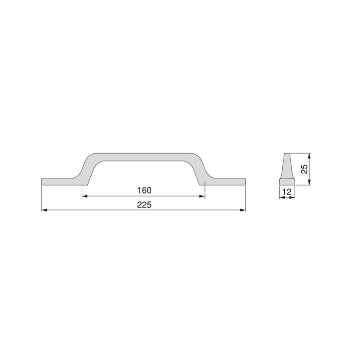 Lot von 25 Möbelgriffe Osaka, L225mm, 160mm Achsenabstand, Aluminium, Dunkelgrau