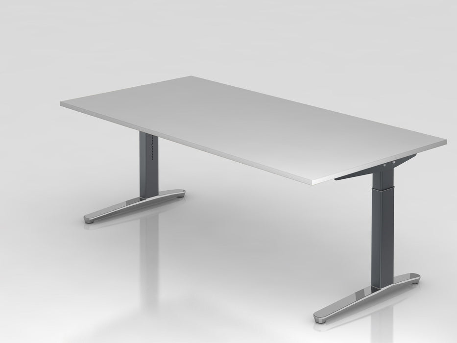 Hammerbacher | Schreibtisch C-Fuß 200x100cm Grau / Graphit poliert