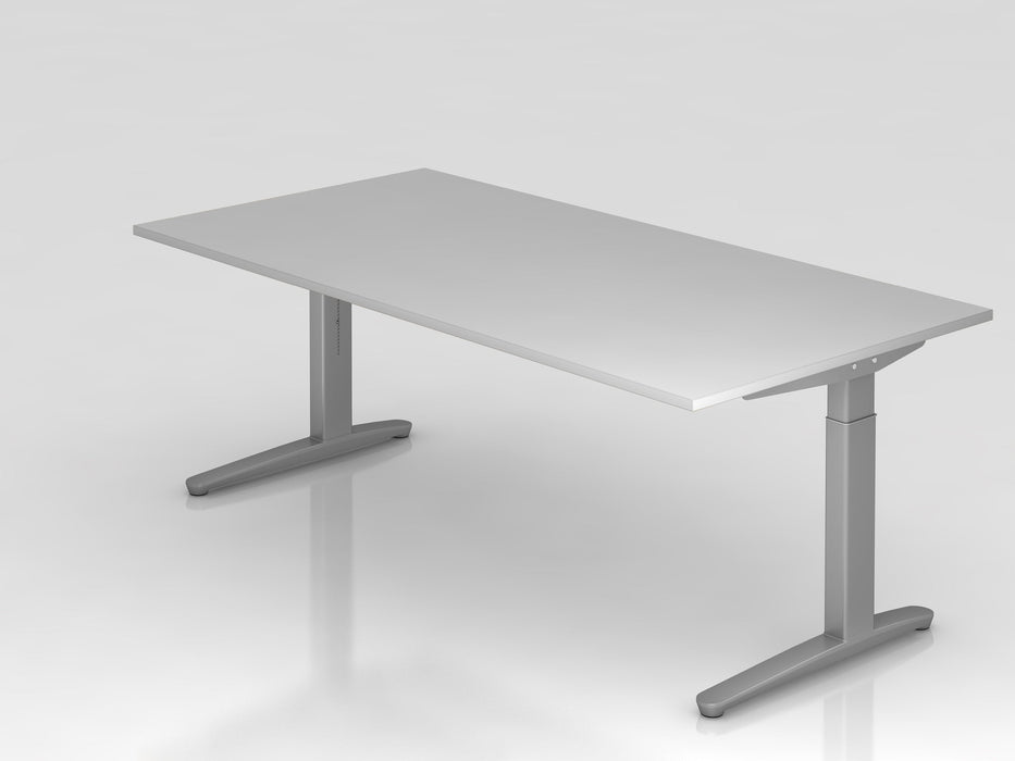 Hammerbacher | Schreibtisch C-Fuß 200x100cm Grau / Silber