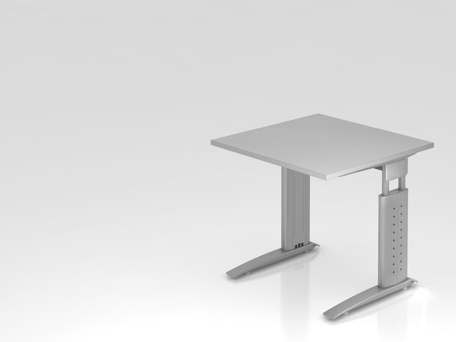 Hammerbacher | Schreibtisch C-Fuß 80x80cm Grau / Silber