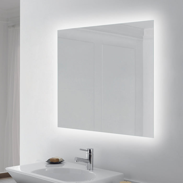 Badezimmerspiegel Centaurus dekorativer LED-Beleuchtung, rechteckig 600x800mm, AC 230V 50Hz, 14W, Aluminium Glas