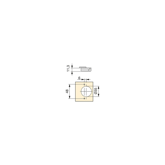 Kit von 20 Topfscharniere X91N Innenanschlag Anschraubplatte, H 0, Stahl, Vernickelt