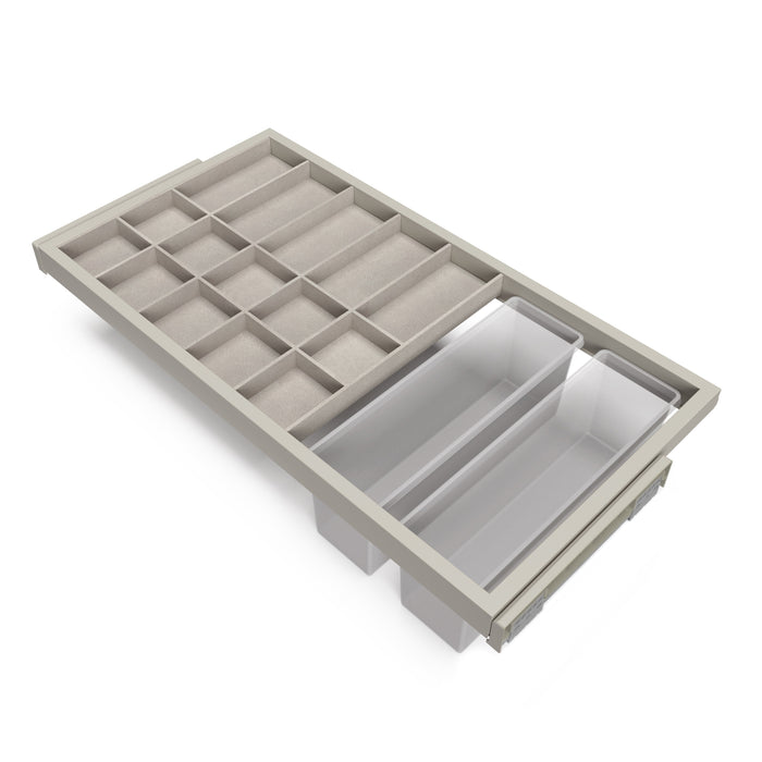 Set aus Organizer Schubladenset, Hilfsablage Soft-Close-Führungsrahmen Kleiderschränke, verstellbar, Modul 900mm, Steingrau