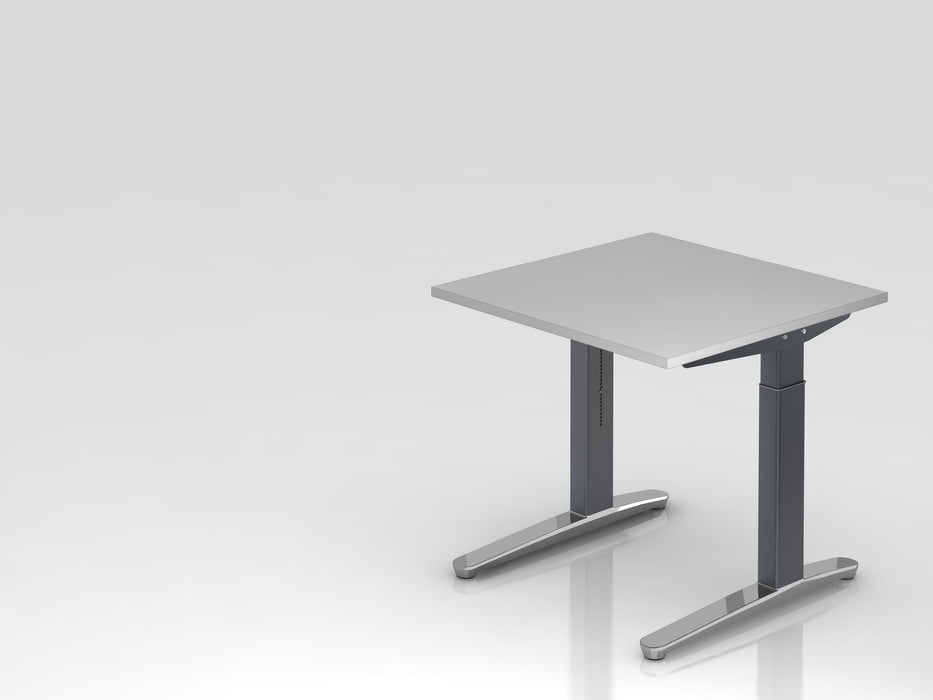 Hammerbacher | Schreibtisch C-Fuß 80x80cm Grau / Graphit poliert