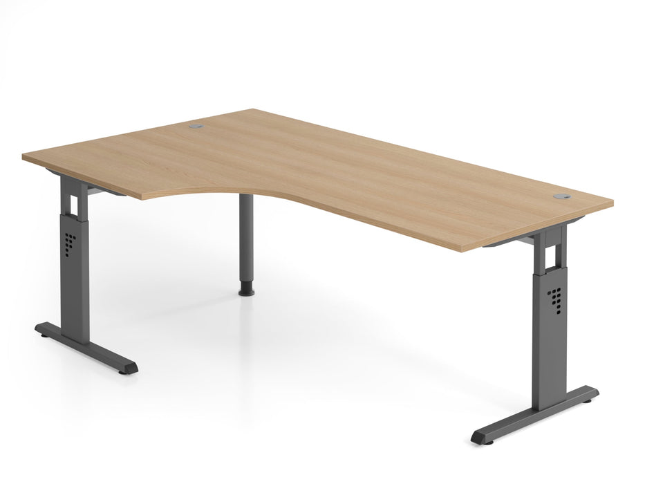 Hammerbacher | Winkeltisch C-Fuß 200x120cm 90° Eiche / Graphit