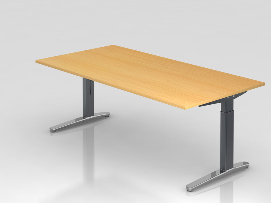 Hammerbacher | Schreibtisch C-Fuß 200x100cm Buche / Graphit poliert