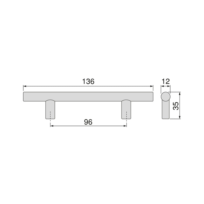 Lot von 10 Möbelgriffe Orlando, L136mm, 96mm Achsenabstand, Stahl, Nickel satiniert