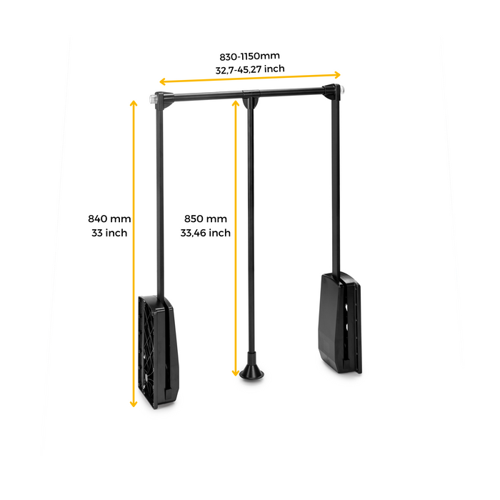 Kleiderlift Garderoben Hang, 830 - 1150, Mokka, Stahl Kunststoff