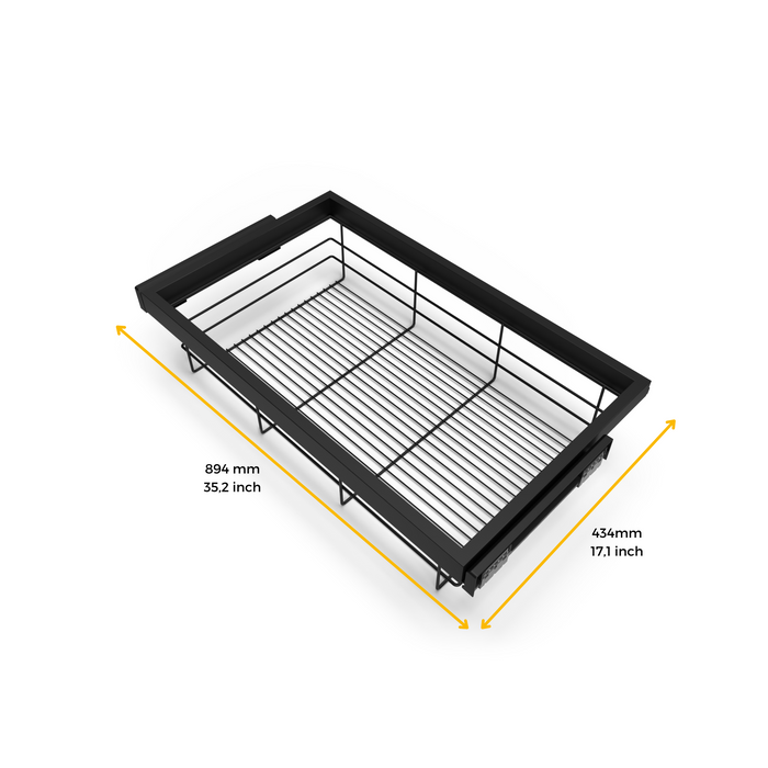 Set aus Drahtkorb- Gleitrahmenset sanftem Schließen Kleiderschrank, verstellbar, Modul 900mm, Steingrau